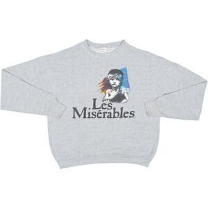 80s Vintage Les Miserables Musical Heathered Gray USA Made Jumper Sweatshirt L